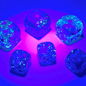Chessex Gemini Blue-Blue/light blue Luminary D6 12mm Dobbelsteen Set (36 stuks)