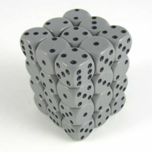 Chessex Opaque Grey/black D6 12mm Dobbelsteen Set (36 stuks)