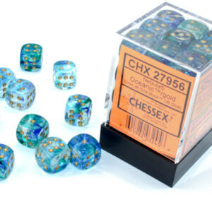 Chessex Nebula Oceanic/gold Luminary D6 12mm Würfel Set (36 Stück)