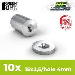 Neodymium Magnets 15x2,5mm with hollow - 10 units (N52)