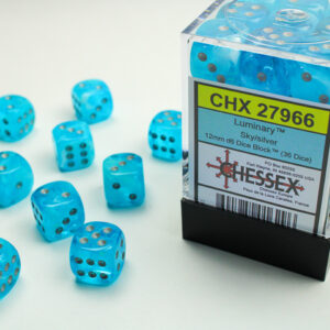 Chessex Luminary Sky/silver D6 12mm Dobbelsteen Set (36 stuks)