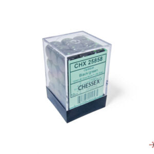 Chessex Opaque Black/green D6 12mm Würfelset (36 Stück)