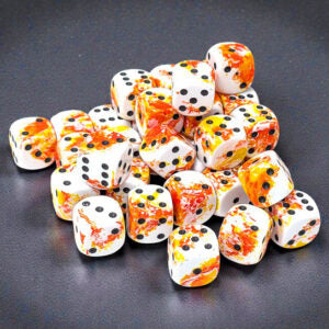 Chessex Brush Sunrise/black D6 12mm Dobbelsteen Set (36 stuks)
