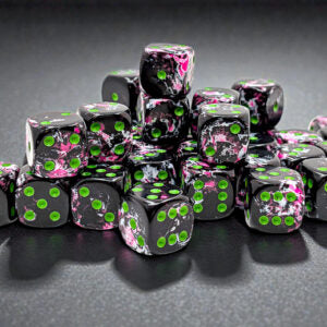 Chessex Brush Paintball/green D6 12mm Dobbelsteen Set (36 stuks)