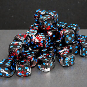 Chessex Brush Dark Side/blue D6 12mm Würfelset (36 Stück)