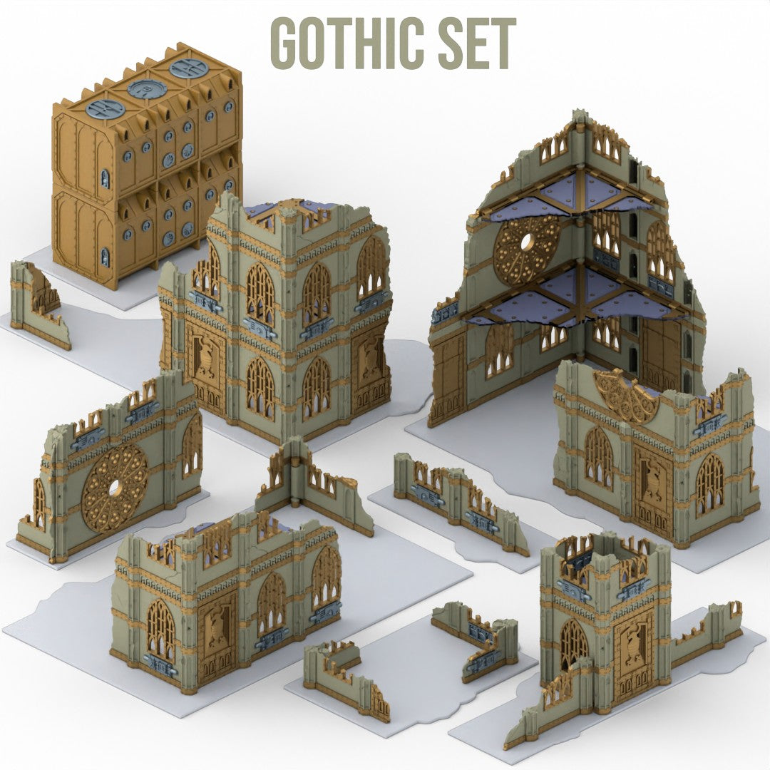W40k 11th Edition Folding Terrain - Gothic Ruins Set (Half Table 1 Player)