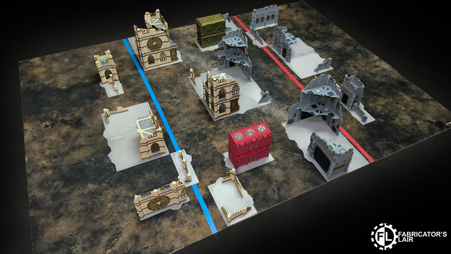 W40k 11th Edition Folding Terrain - Gothic Ruins Set (Half Table 1 Player)