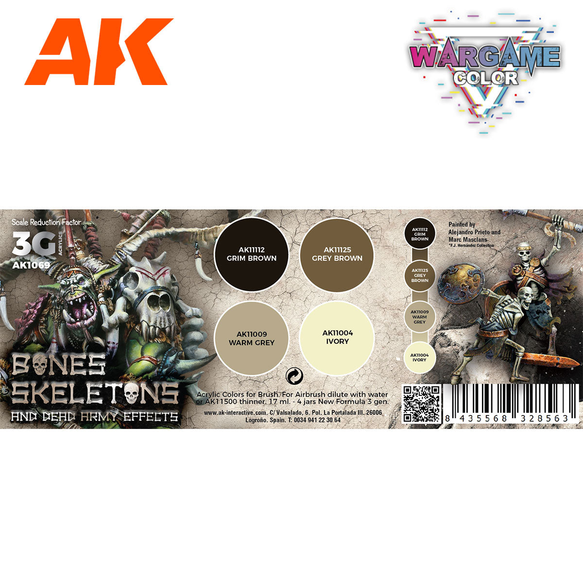 AK WARGAME FARBSET. KNOCHEN UND SKELETTE.