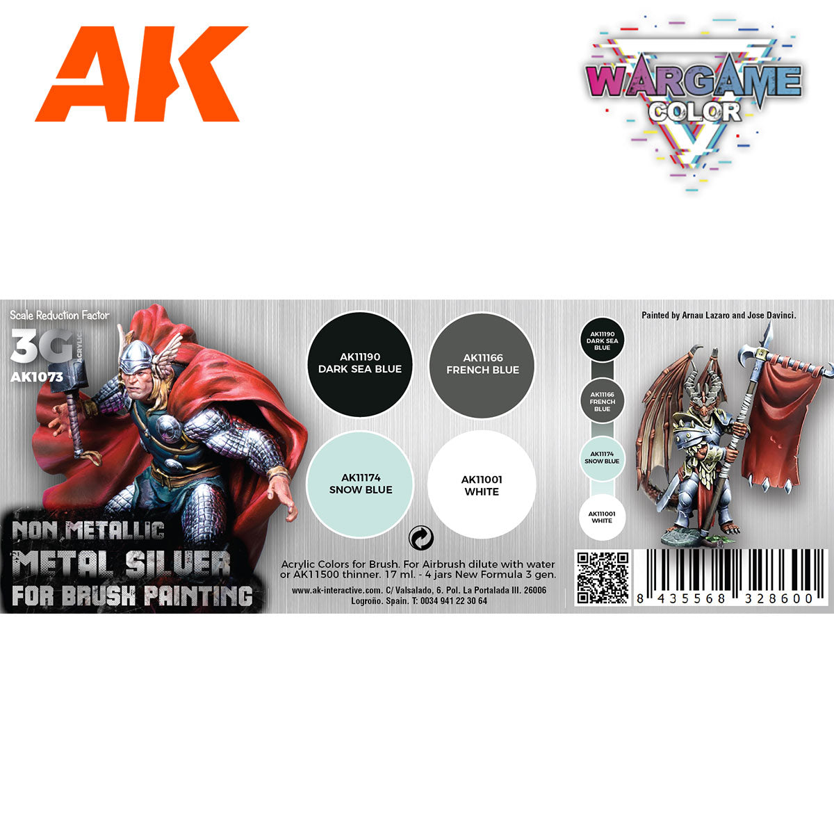 AK WARGAME COLOR SET. NON METALLIC METAL SILVER (For Brush Painting)