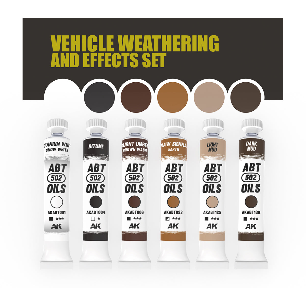 AK VEHICLE WEATHERING & EFFECTS SET - ABT 502 OILS
