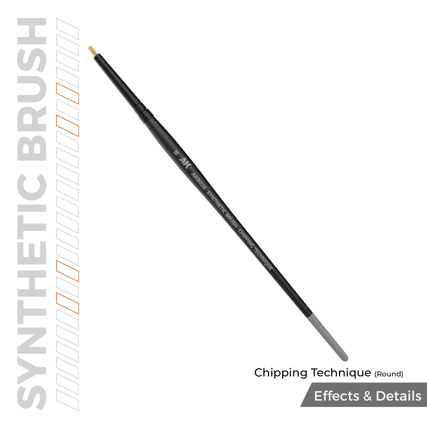 AK SYNTHETIC BRUSH - CHIPPING TECHNIQUE (ROUND)