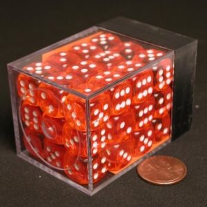 Chessex Translucent Orange/white D6 12mm Dobbelsteen Set (36 stuks)