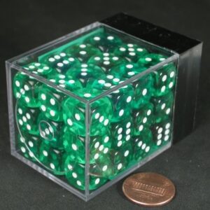 Chessex Translucent Green/white D6 12mm Dobbelsteen Set (36 stuks)