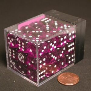 Chessex Translucent Purple/white D6 12mm Dobbelsteen Set (36 stuks)