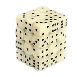 Chessex Opaque Elfenbein/Schwarz W6 12mm Würfel Set (36 Stück)