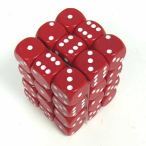 Chessex Opaque Red/white D6 12mm Dobbelsteen Set (36 stuks)