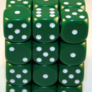 Chessex Opaque Green/white D6 12mm Dobbelsteen Set (36 stuks)