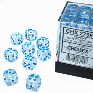 Chessex Borealis D6 12mm Icicle/light blue Luminary Dobbelsteen Set (36 stuks)