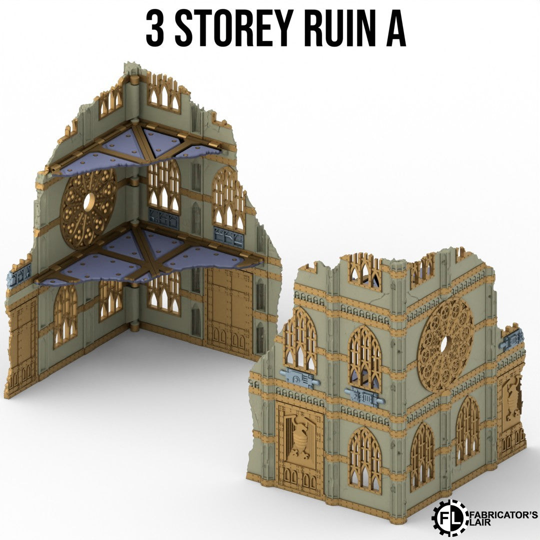 W40k 11th Edition Folding Terrain - Gothic Ruins Set (Full Table) + Footprints